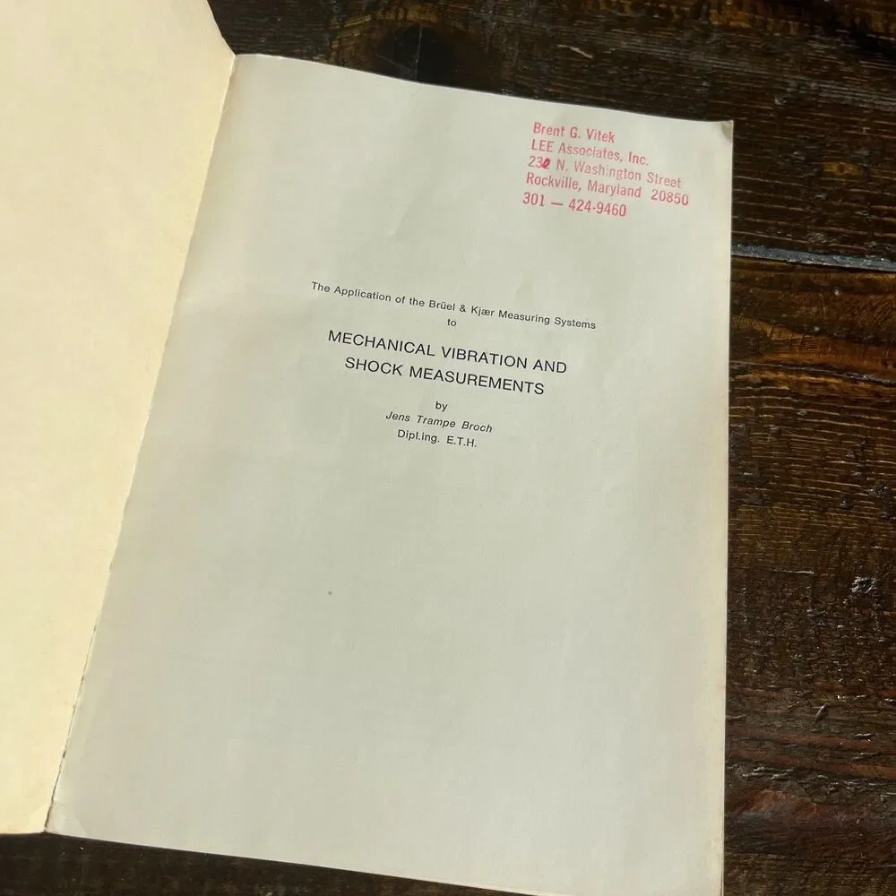 Mechanical Vibration and Shock Measurements Bruel & Kjaer
